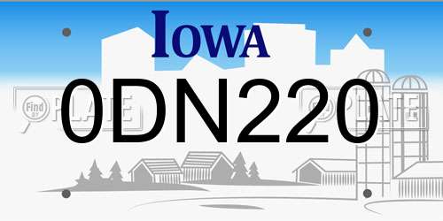 0DN220 Iowa License Plate