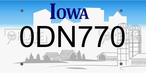 0DN770 Iowa License Plate