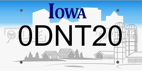 0DNT20 Iowa License Plate