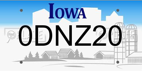 0DNZ20 Iowa License Plate