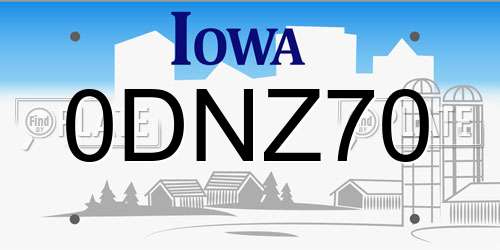 0DNZ70 Iowa License Plate