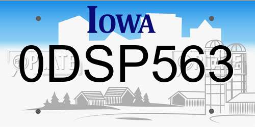0DSP563 Iowa License Plate
