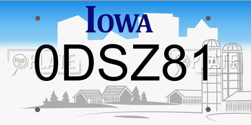 0DSZ81 Iowa License Plate