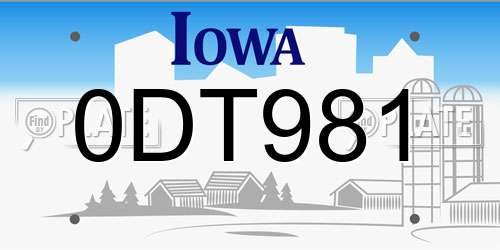 0DT981 Iowa License Plate