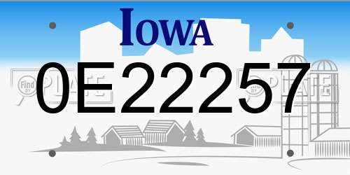 0E22257 Iowa License Plate