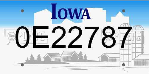 0E22787 Iowa License Plate