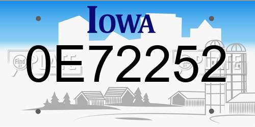 0E72252 Iowa License Plate