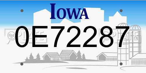 0E72287 Iowa License Plate