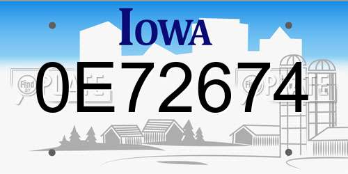 0E72674 Iowa License Plate