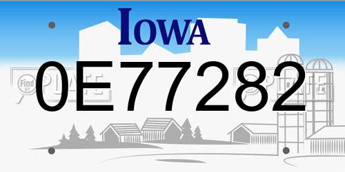 0E77282 Iowa License Plate