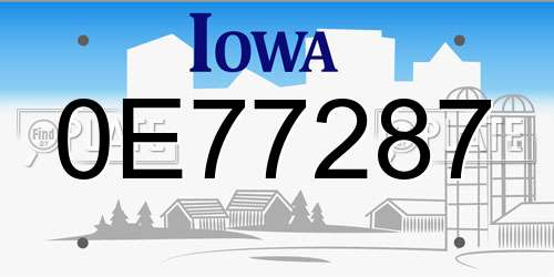 0E77287 Iowa License Plate