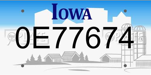0E77674 Iowa License Plate