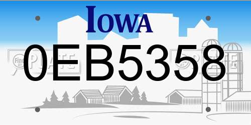 0EB5358 Iowa License Plate