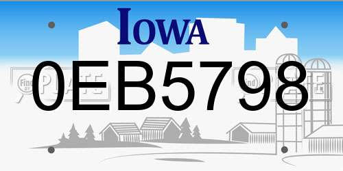 0EB5798 Iowa License Plate