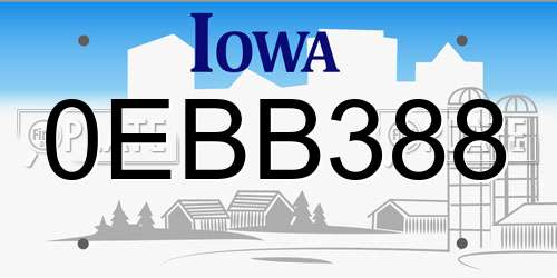 0EBB388 Iowa License Plate