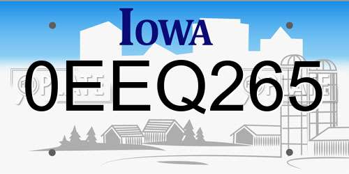 0EEQ265 Iowa License Plate