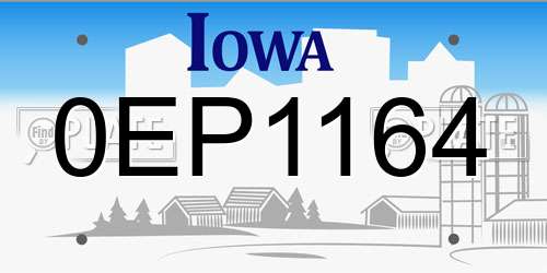 0EP1164 Iowa License Plate