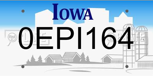 0EPI164 Iowa License Plate