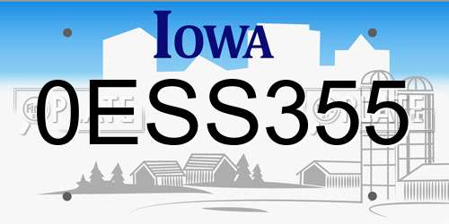 0ESS355 Iowa License Plate