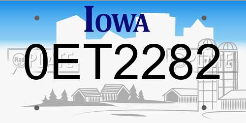 0ET2282 Iowa License Plate
