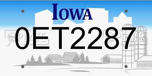 0ET2287 Iowa License Plate