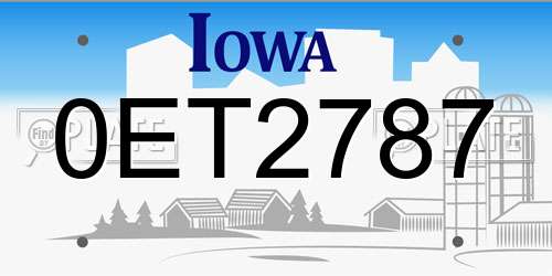 0ET2787 Iowa License Plate