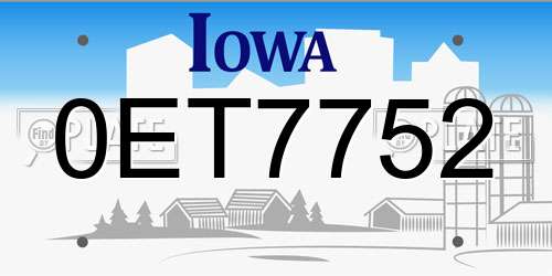 0ET7752 Iowa License Plate