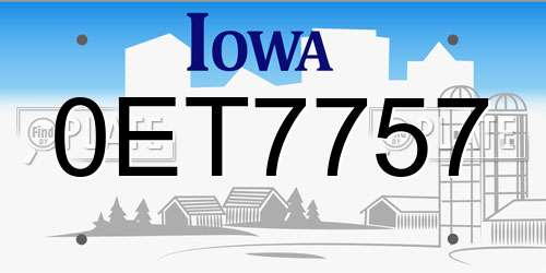 0ET7757 Iowa License Plate