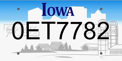 0ET7782 Iowa License Plate