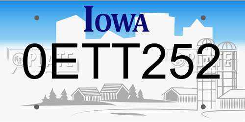 0ETT252 Iowa License Plate