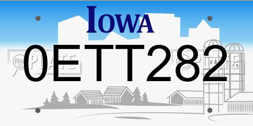 0ETT282 Iowa License Plate