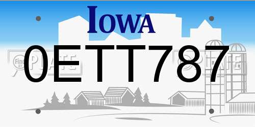 0ETT787 Iowa License Plate