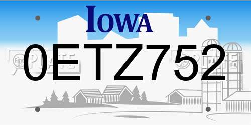 0ETZ752 Iowa License Plate