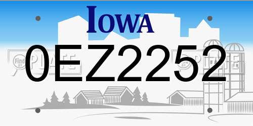0EZ2252 Iowa License Plate