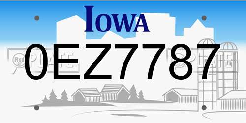 0EZ7787 Iowa License Plate