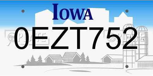 0EZT752 Iowa License Plate