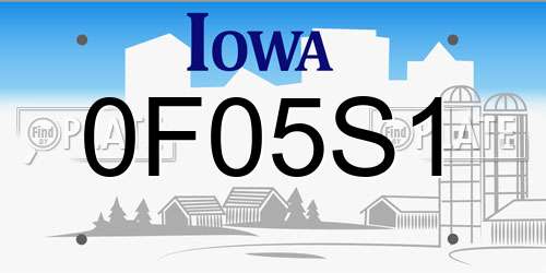 0F05S1 Iowa License Plate