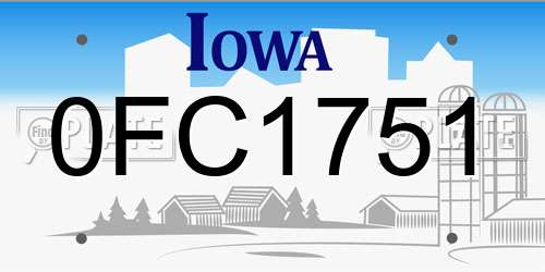 0FC1751 Iowa License Plate