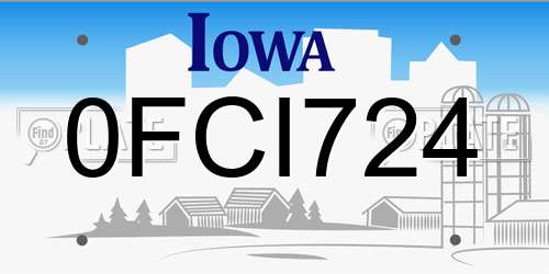 0FCI724 Iowa License Plate