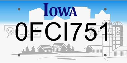 0FCI751 Iowa License Plate
