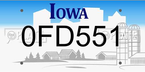 0FD551 Iowa License Plate