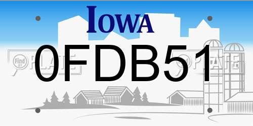 0FDB51 Iowa License Plate