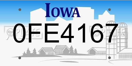 0FE4167 Iowa License Plate