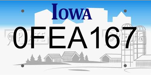 0FEA167 Iowa License Plate