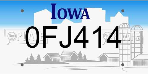 0FJ414 Iowa License Plate