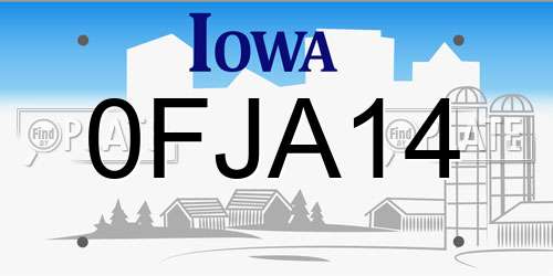 0FJA14 Iowa License Plate