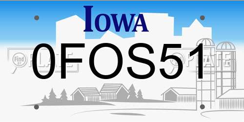 0FOS51 Iowa License Plate