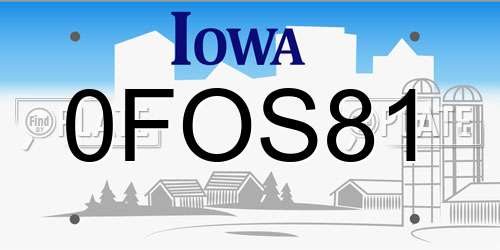 0FOS81 Iowa License Plate