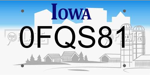 0FQS81 Iowa License Plate