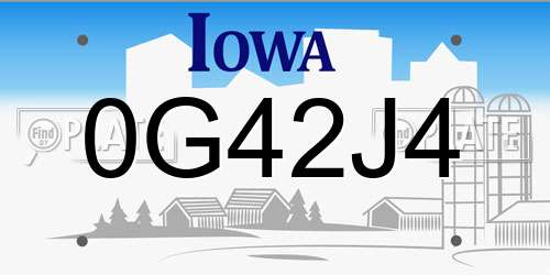 0G42J4 Iowa License Plate